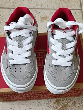 Vans Kids Gray and Red Low-Top Sneakers